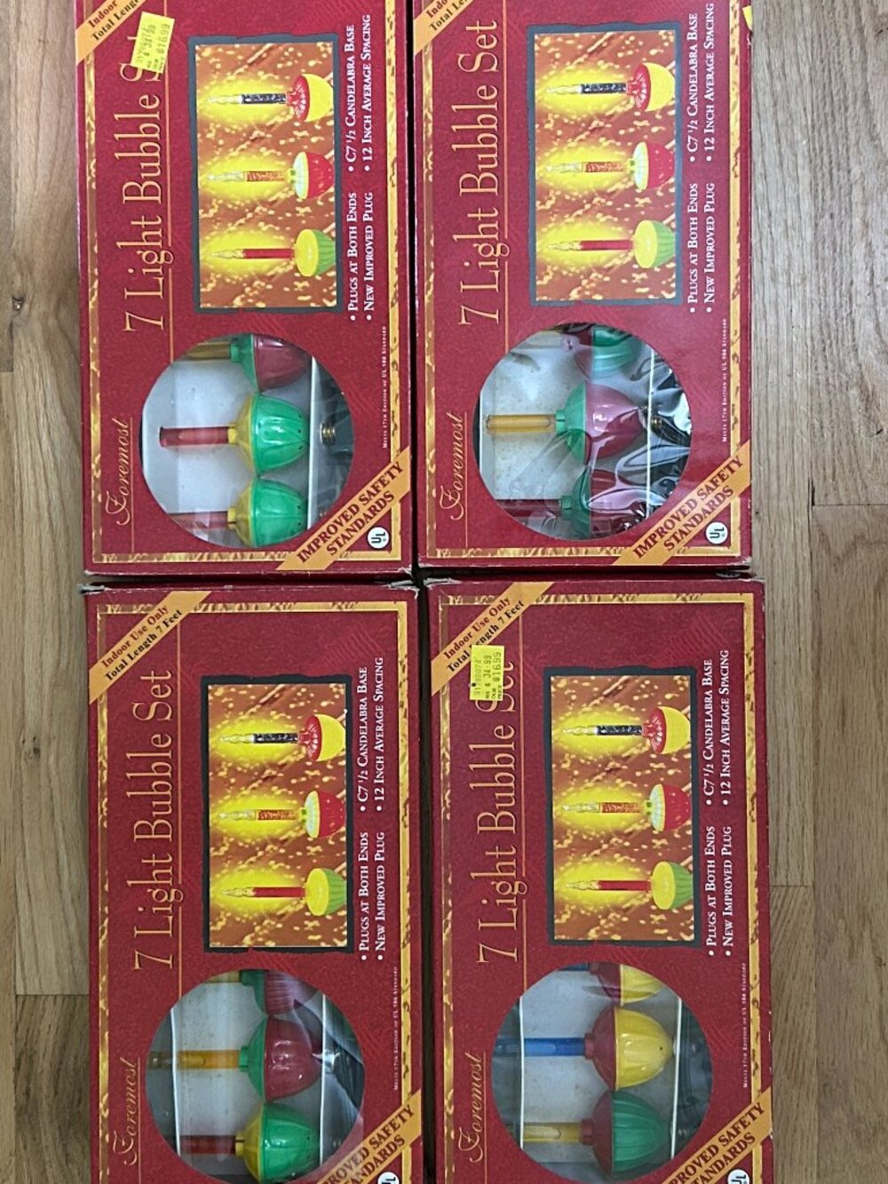 Lot of 4 - Vintage Foremost 7-Light Bubble Christmas Set w/ Box – Multi-Color